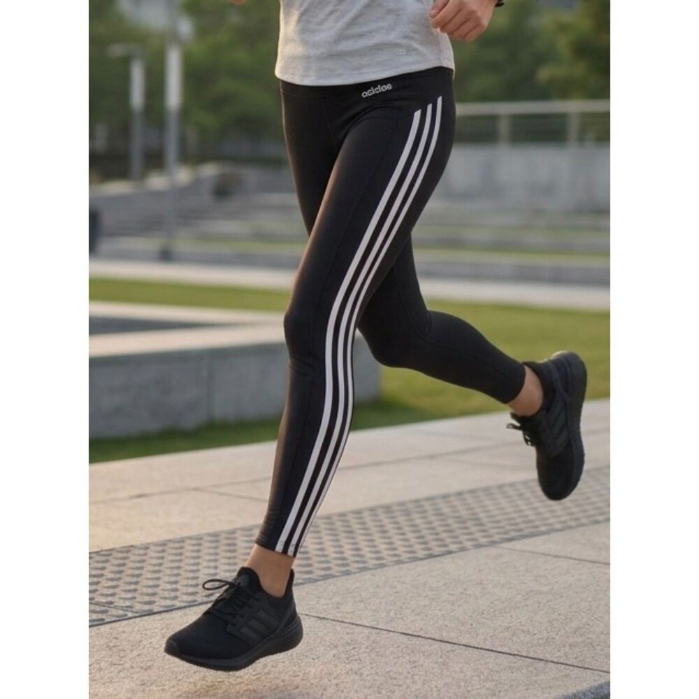 High Rise Adidas Climalite Black 3-Stripe 7/8 Tight Legging Size S Small